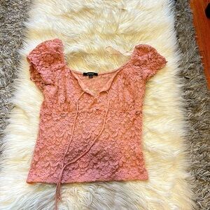 Pink Lace Crop Top
